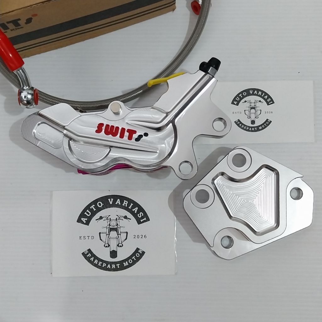kaliper plus breket nmax kaliper bigpot swits breket full cnc selang rem karbon 95cm cakram depan nm