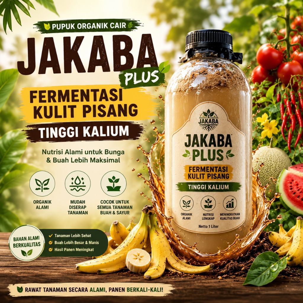 JAKABA PLUS Fermentasi Kulit Pisang POC Tinggi Kalium || Perangsang Bunga & Pembuah Alami || Cabai, 