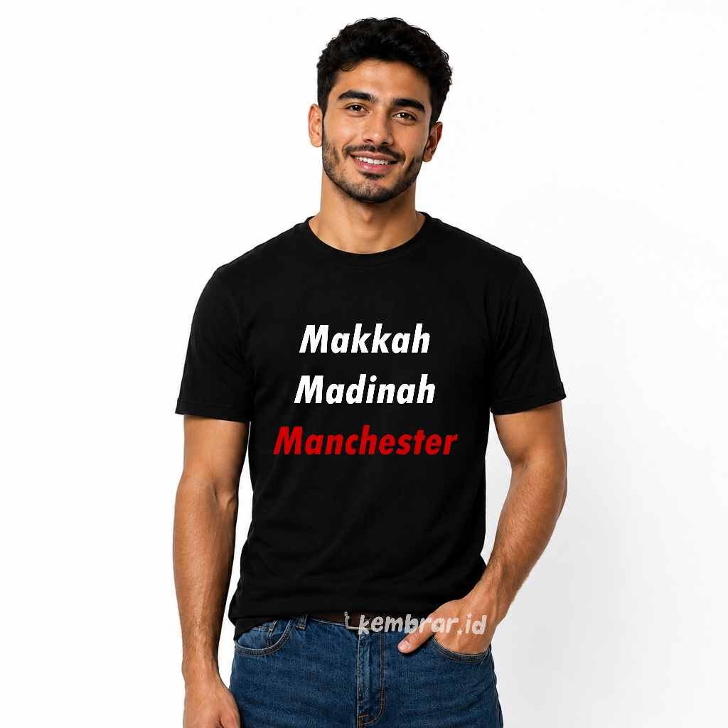 Kembrar ID - Kaos Bola Makkah Madinah Manchester Tshirt Football T-shirt Emyu MU Baju MUFC Pria Wani