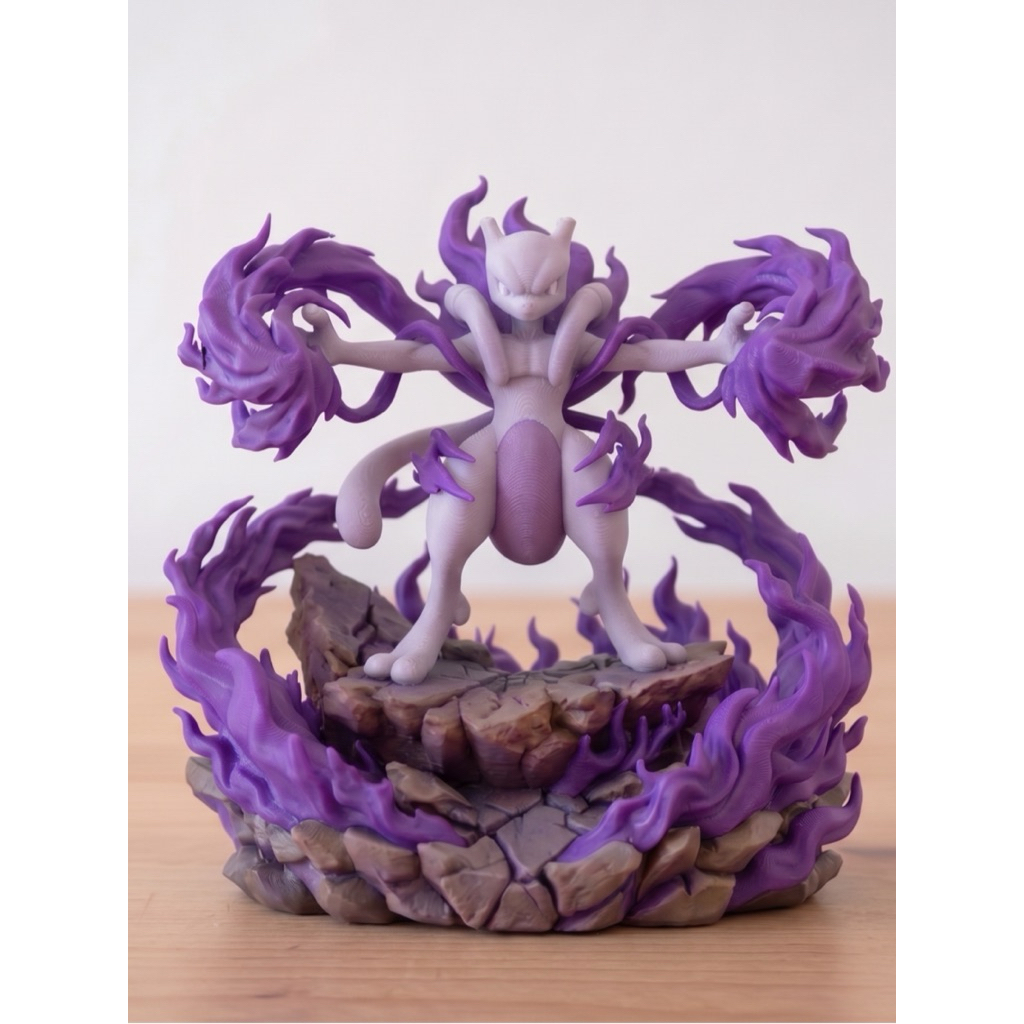 Mewtwo Psychic Storm Figure Diorama Pokemon Action Figure Anime