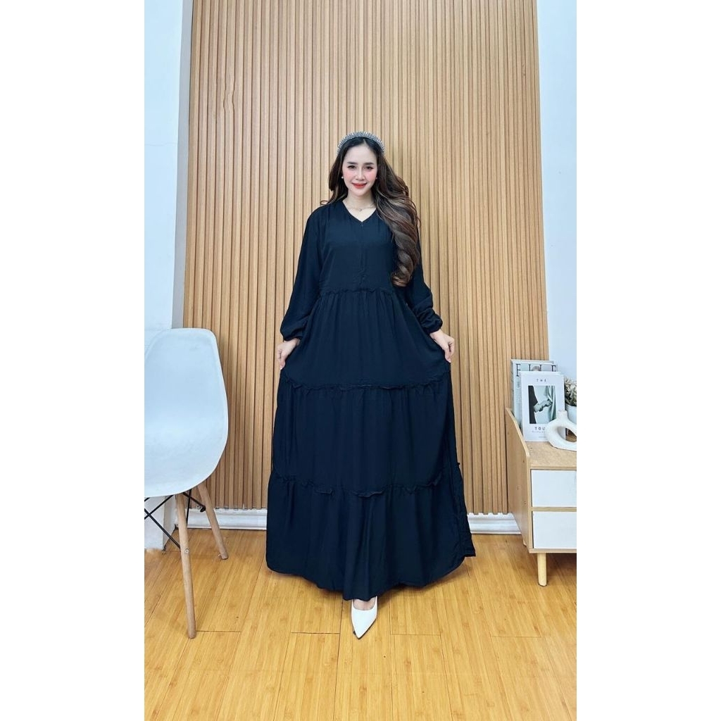 Gamis Polos Jumbo Bahan Rayon Super Premium Halus Tebal Adem Busui