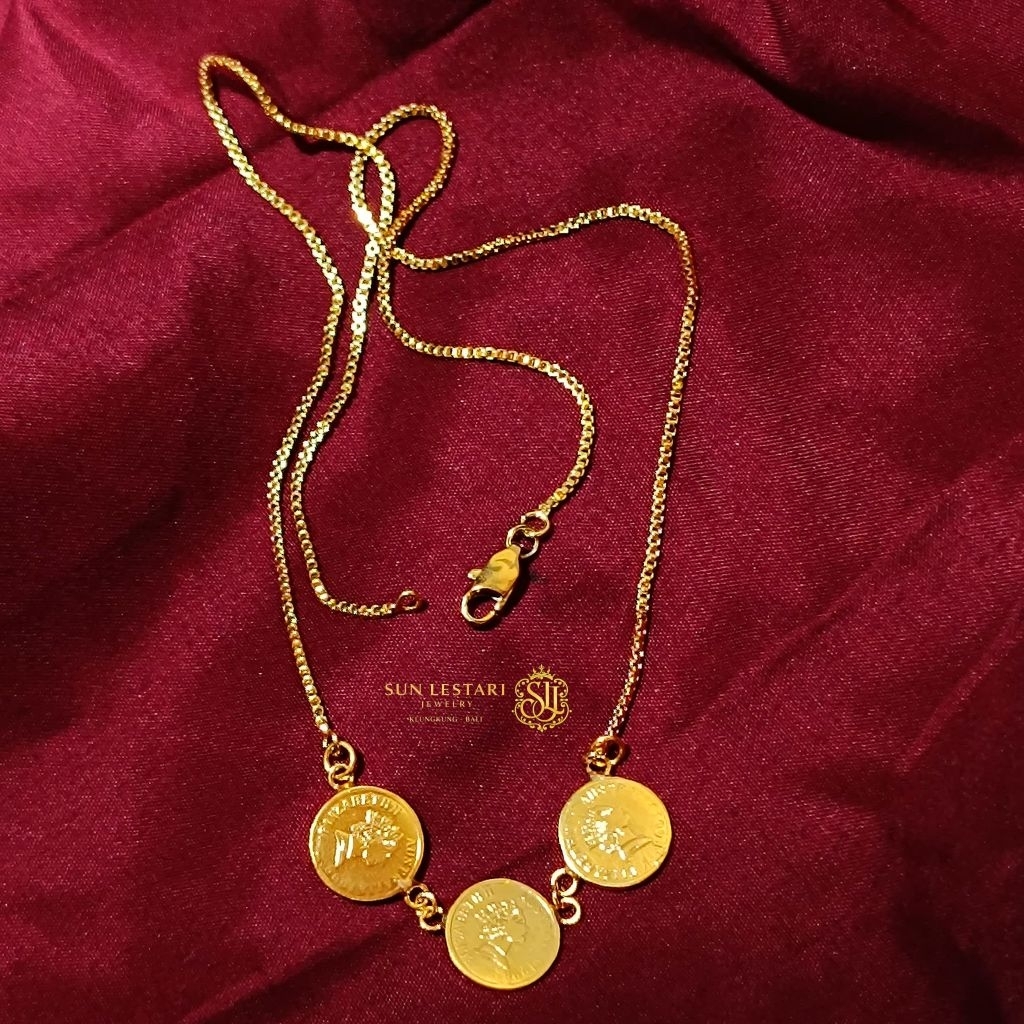 kalung Bali model koin jinar alpaka gold plated