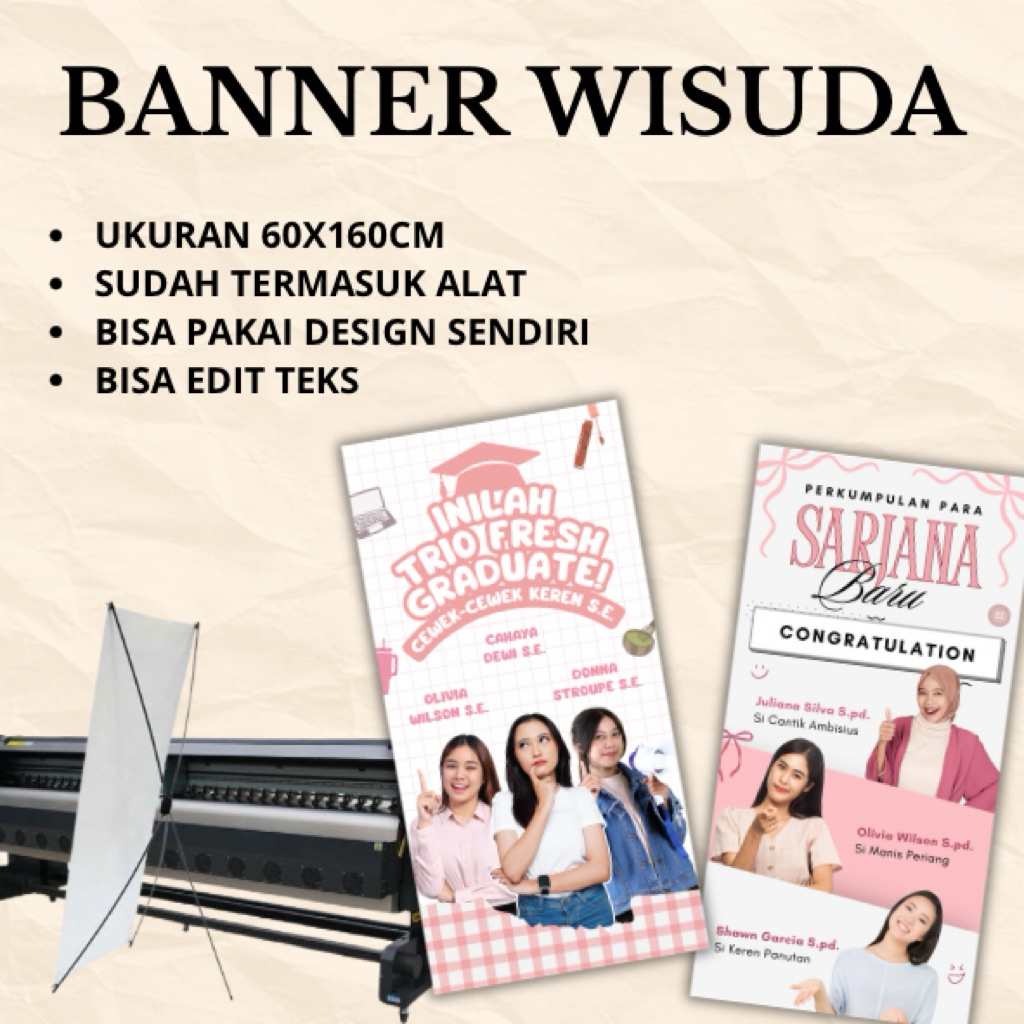 BANNER WISUDA / X-BANNER / 60x160cm / BISA DESIGN SENDIRI