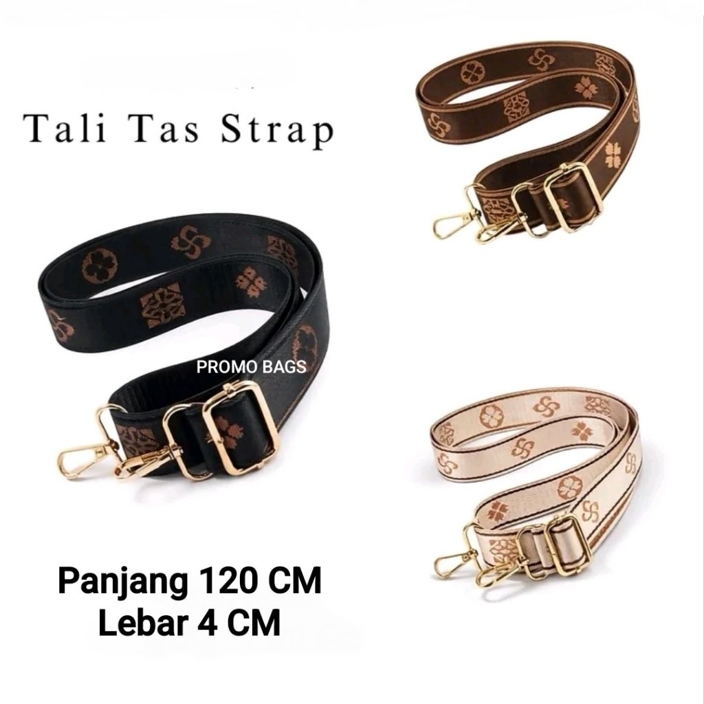 Tali Tas Strap motif bunga panjang 120 cm x lebar 4 cm / Tali tas elegan