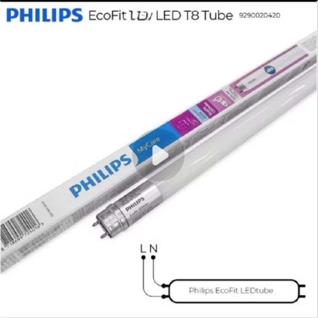 TL Tube Led Ecofit T8 Philips 18 watt cahaya cool daylight 6500K