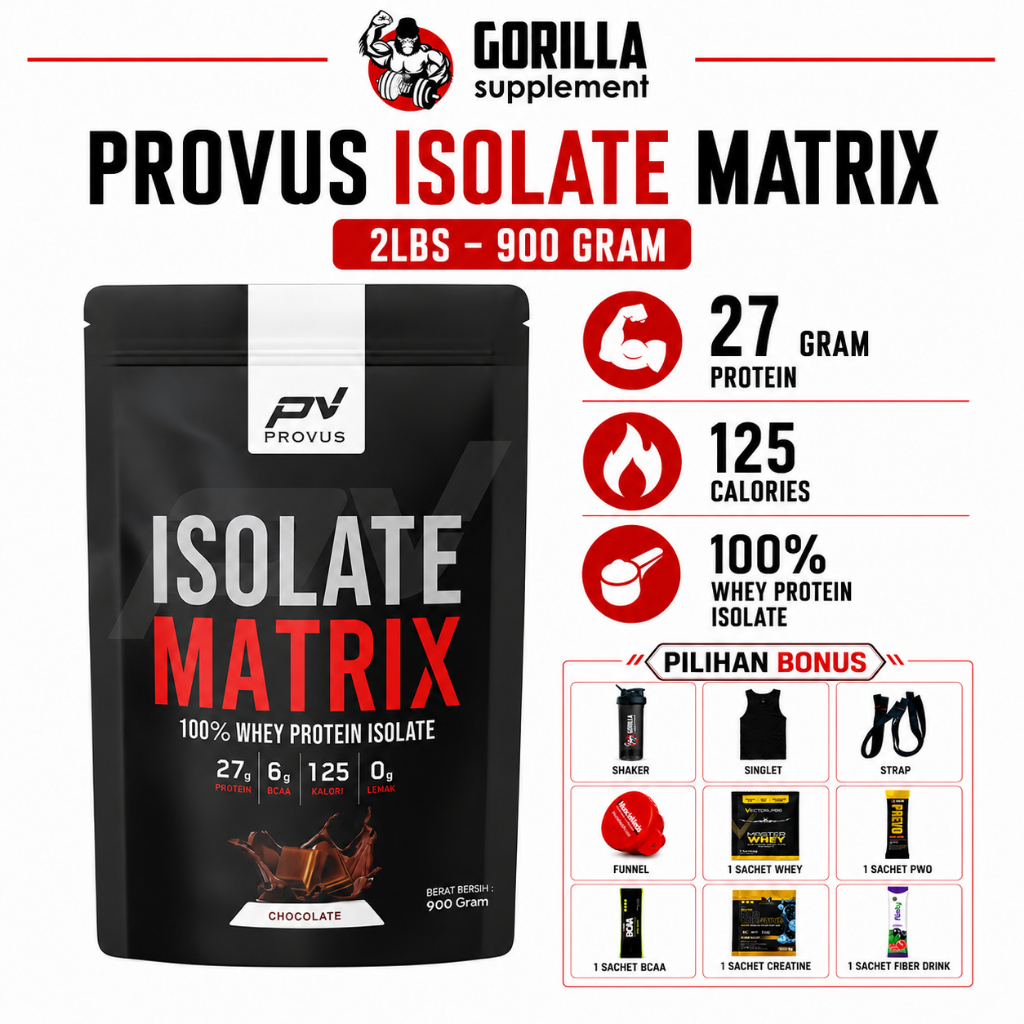 PROVUS Isolate Matrix 2lbs 2lb 900 Gram PV 100% Whey Protein isolate Suplemen Fitness