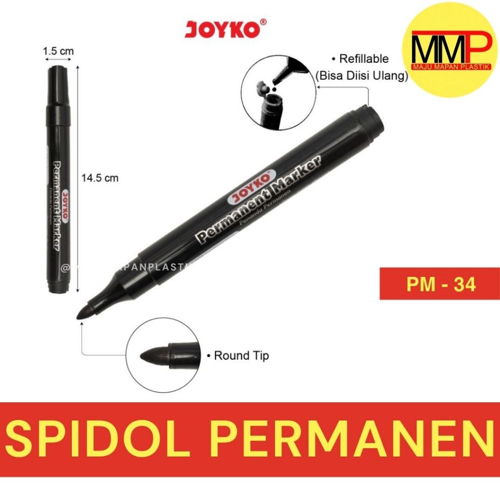 Spidol Permanen / Permanent Marker / Spidol Besar / Spidol warna Hitam / Spidol Termurah