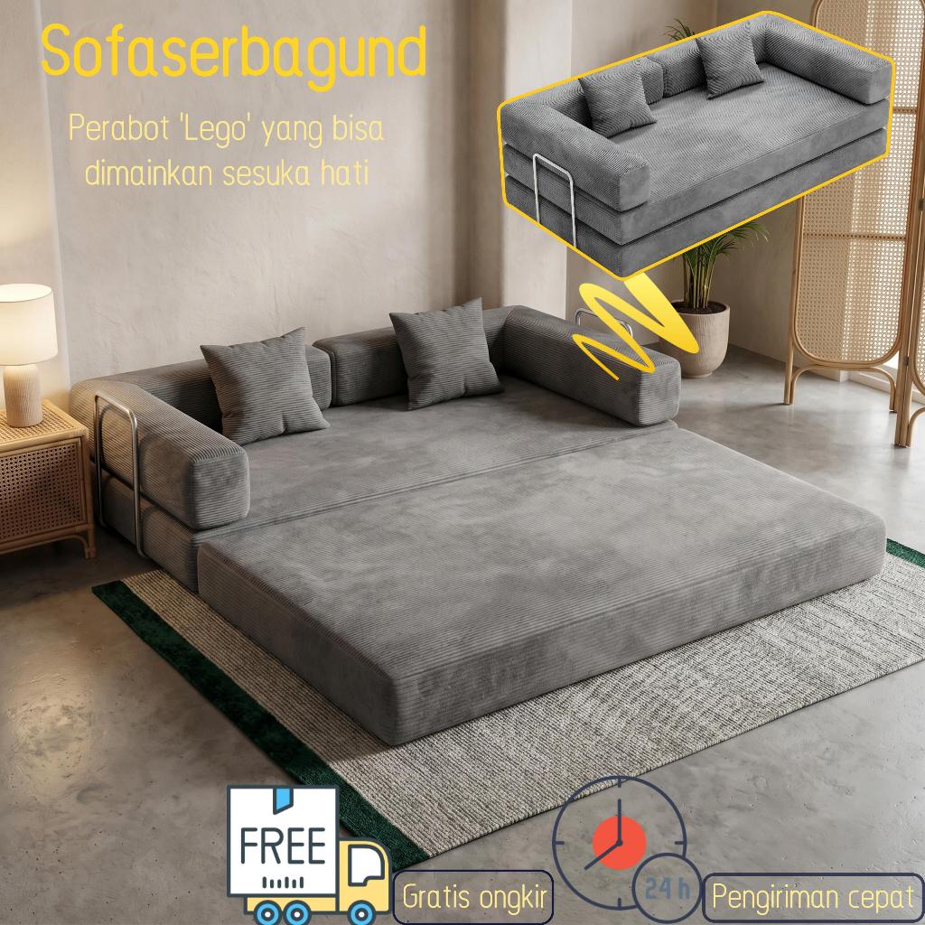 NusaHome Modular Sofa Bed/Kursi Bahan Vacuum Anti Bau /Sofa 3 Seater/Sofa Bench 180/150/135/90 COD