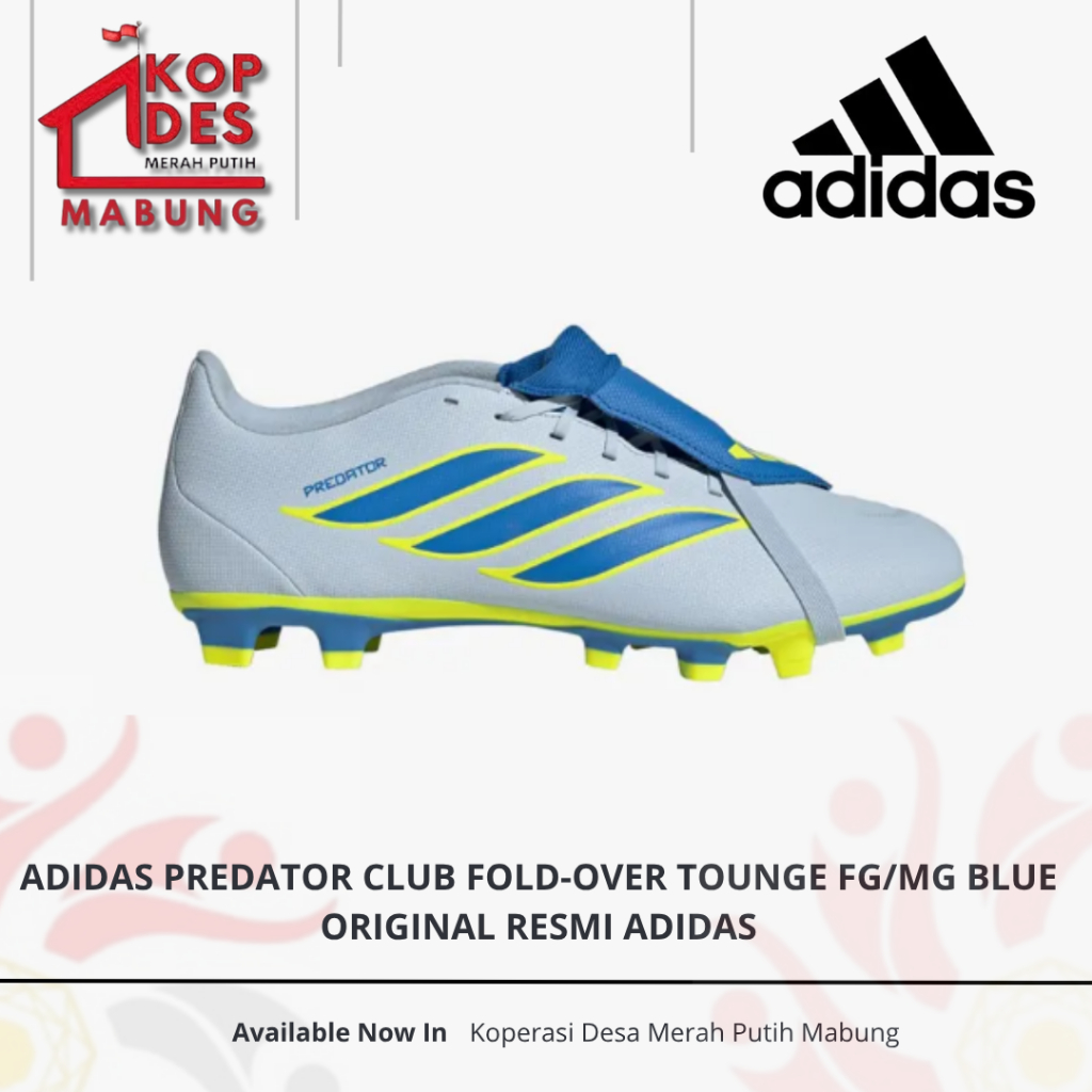 Sepatu Sepakbola Pria Adidas Predator Club Fold-Over Tongue FG/MG Blue Original