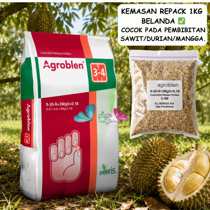 AGROBLEN 9-20-8 REPACK 1KG Pupuk Pembibitan Buah Sawit Aglonema Belanda Holland Osmocote
