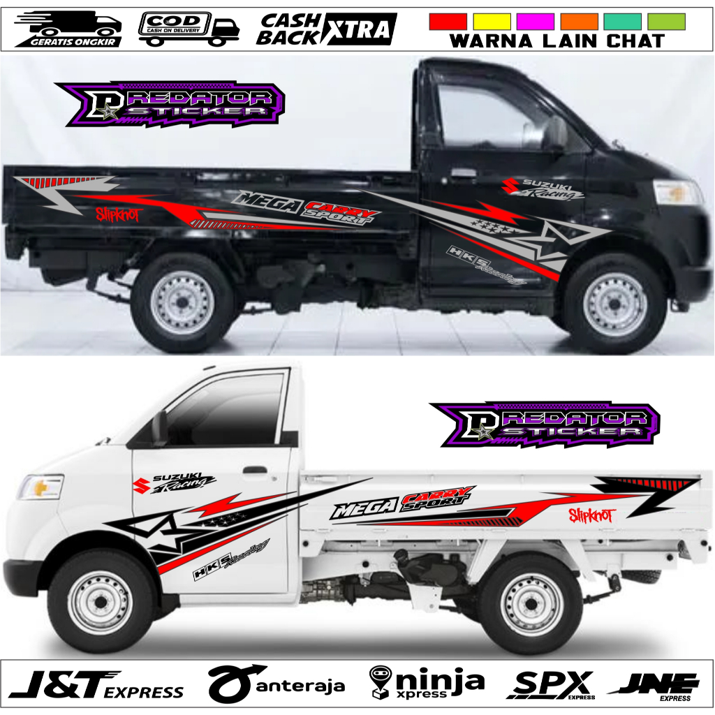 PROMO STIKER CUTTING MOBIL PICK UP SUZUKI MEGA CARRY BISA CUSTOM NAMA STIKER LIST BODY MEGA CARRY