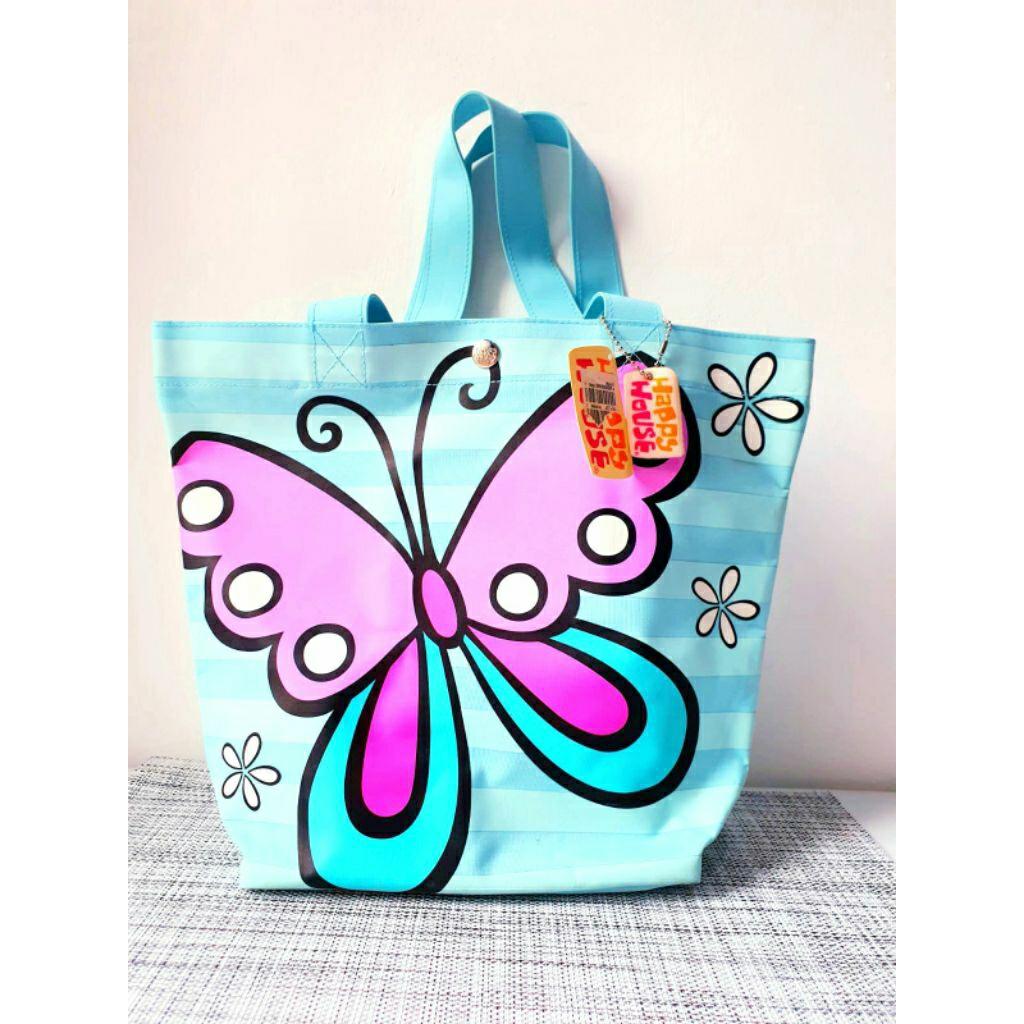 Tas Anak Perempuan Happy House Tote Bag Shoulder Bag Blue Butterfly