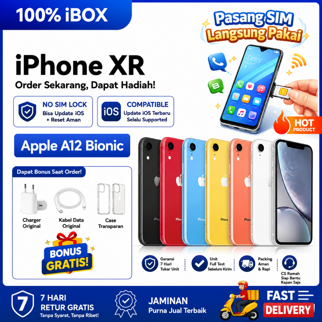 iBOX iPhone XR 64GB/128GB Sinyal Permanen Fullset Second Mulus Good Conditions Lcd Original 100% | L