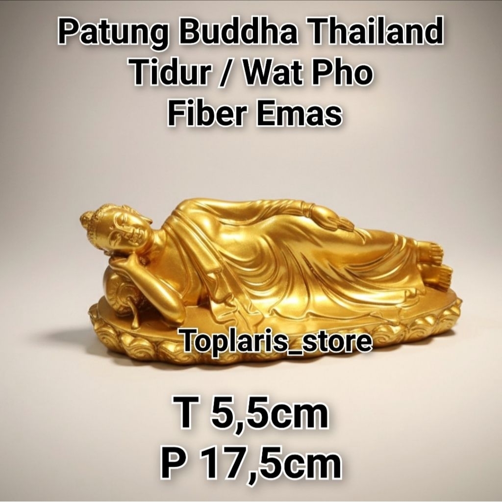 Patung Buddha Tidur Fiber Emas 026