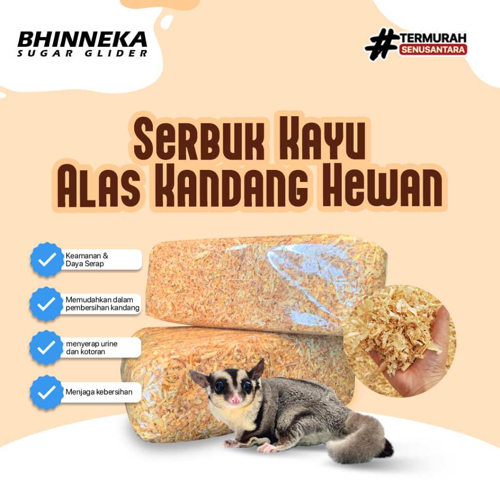 Serbuk Kayu, Alas Kandang Sugar Glider, Hamster, Tupai Terbang