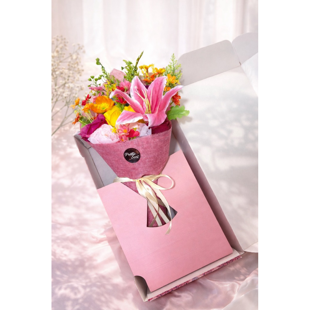 gift box buket artificial