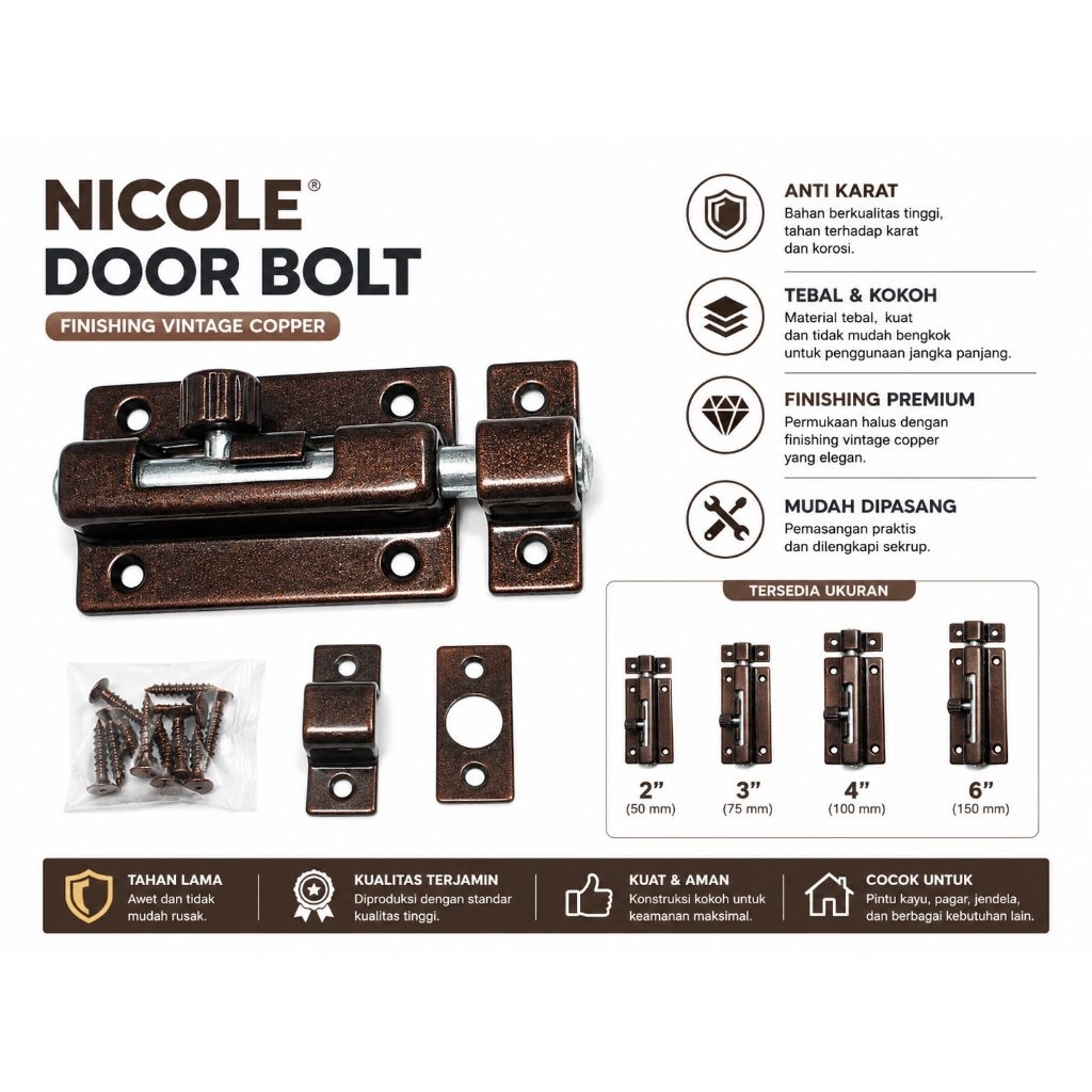 Gerendel Pintu Jendela Aluminium Grendel Alumunium NICOLE