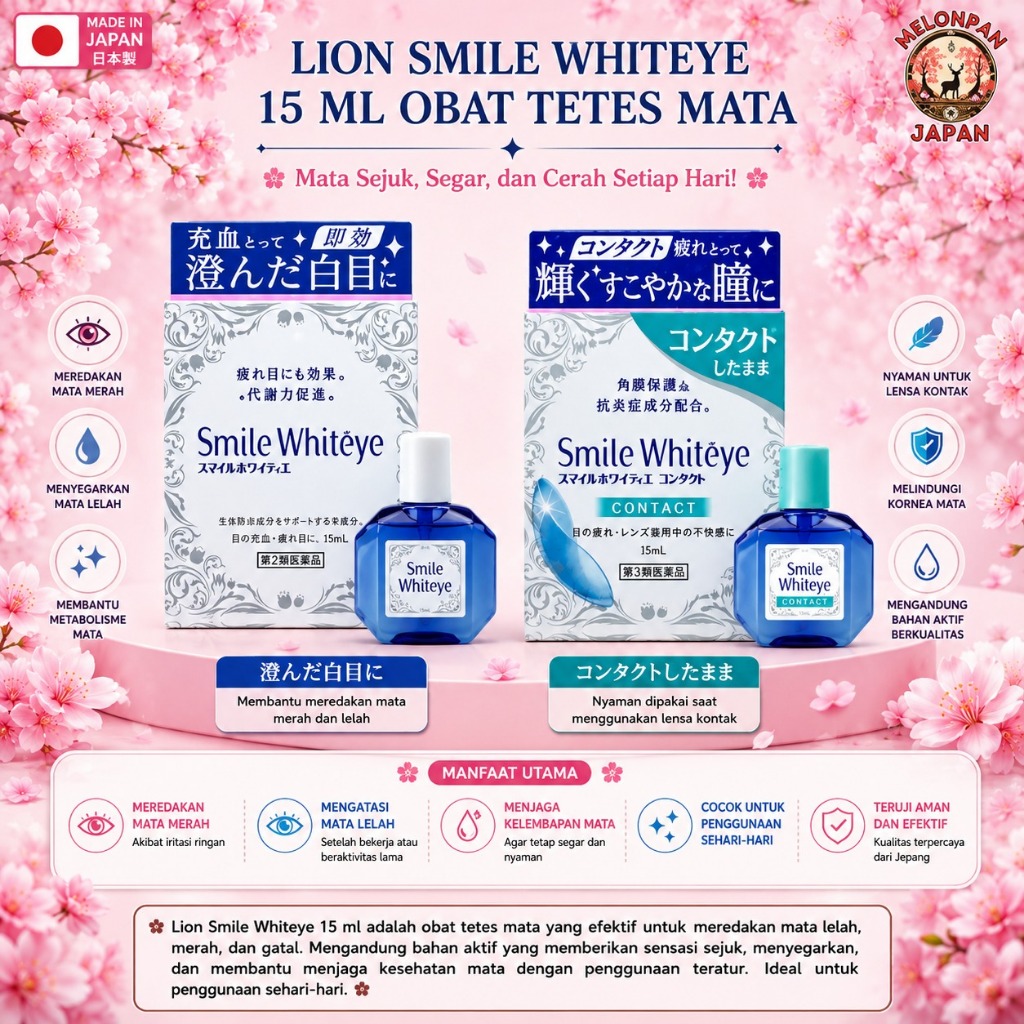 Lion Smile Whiteye Jepang, Obat Tetes Mata Jepang, Eye Drops Jepang Whitening Mata, Tetes Mata Mata 