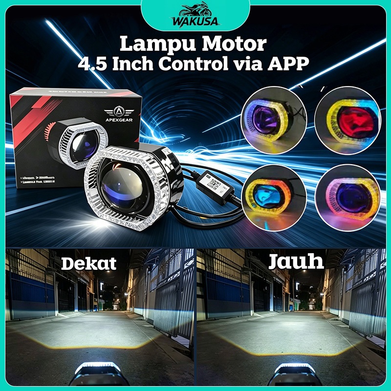 Lampu Motor CR7 C662 Projie Biled Crystal 4.5inc Blue Lens Kontrol Lampu via APP