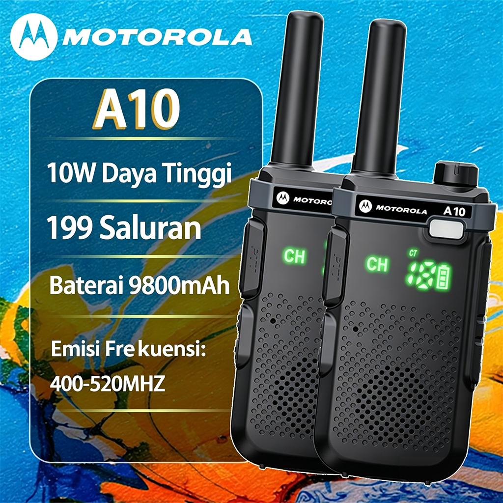 HT Motorola A10 /MOTOROLA Handy Talky Radio HT/ 10Watt IP54 9800mAh Antena Radio HT TWO WAY Radio HT