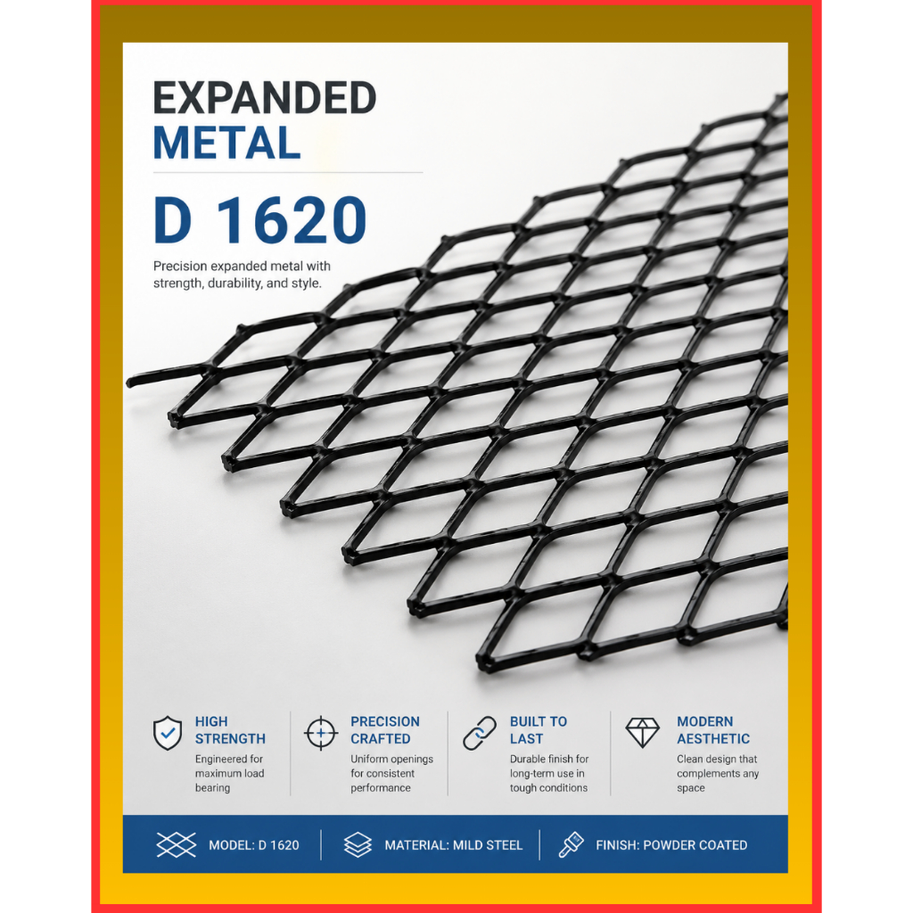 Expanded Metal Type 1620 Plat Besi Lembaran Pola Diamond Kuat Tahan Lama 1.2x2.4m