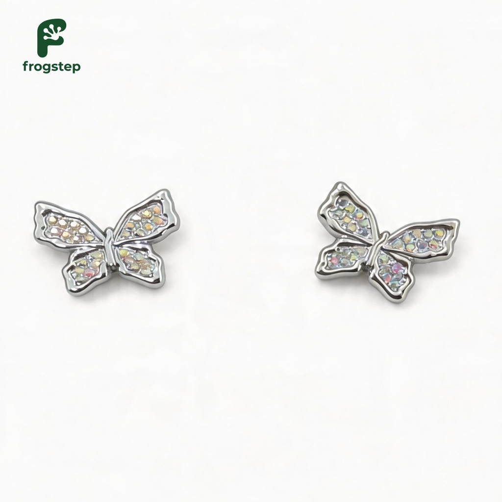 Jibbitz Sandal Butterfly Silver Bling Pin Sandal Baim Kupu-Kupu Glitter Mewah Aksesoris Crocs Luxury