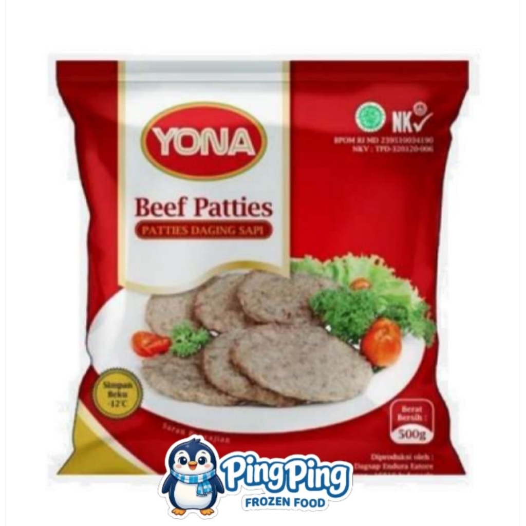 YONA Beef Patties 500gr Daging Sapi Burger Kebab Frozen Food Surabaya