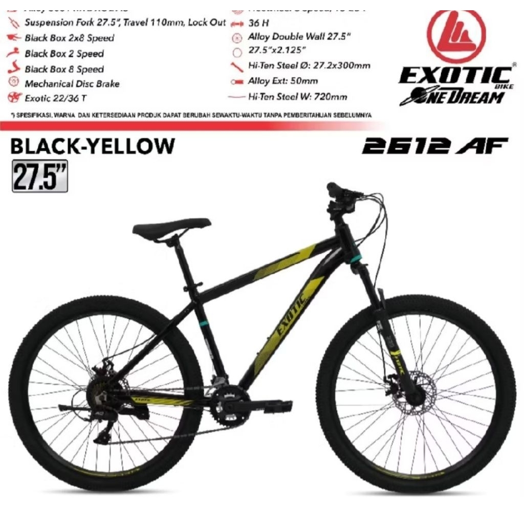 SEPEDA MTB/GUNUNG 27.5 EXOTIC ET-2612 AF ALLOY 2X8 SPEED