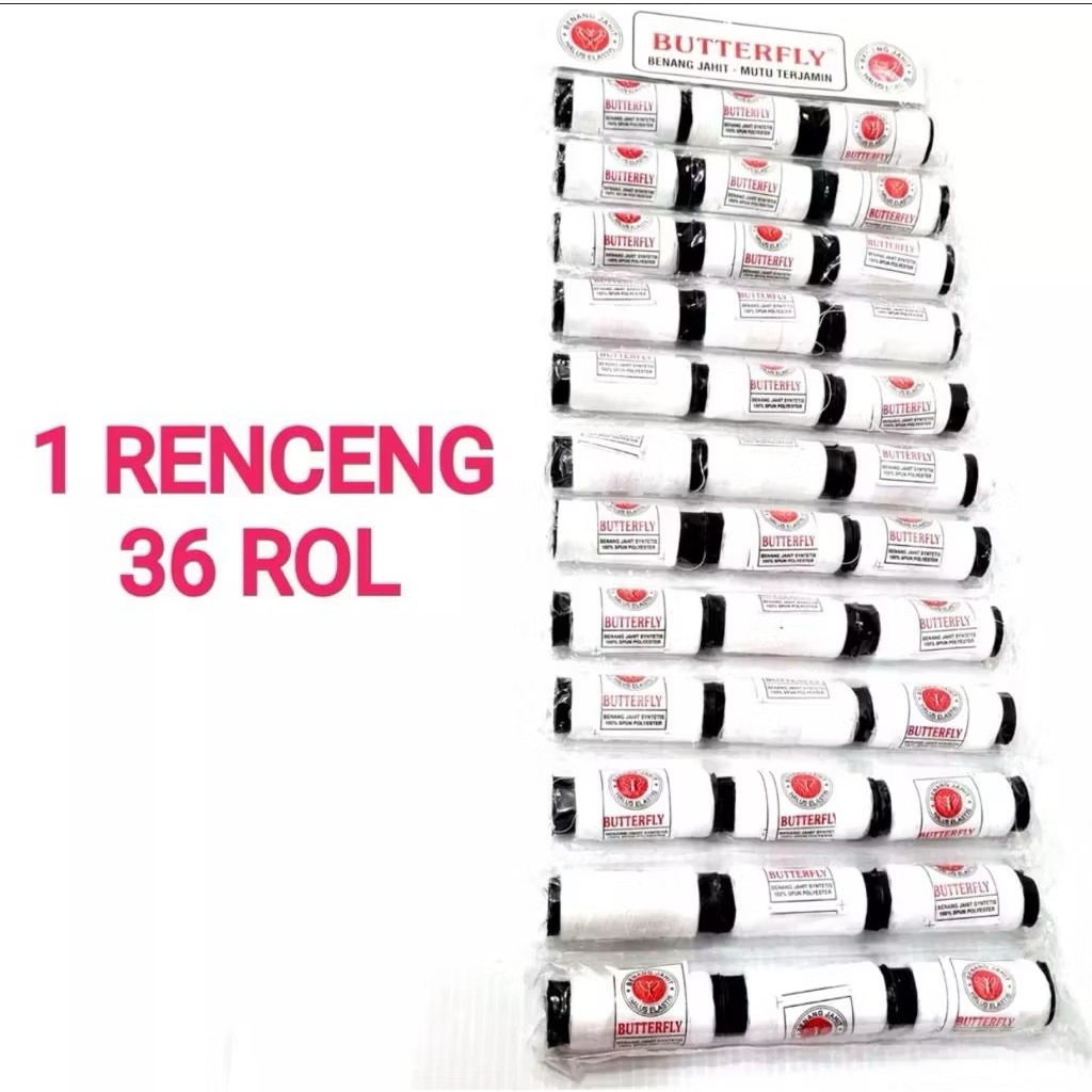(1 RENCENG 36PCS) BENANG JAHIT LEMBARAN ISI 36PCS / BENANG JAHIT WARNA WARNI / HITAM/PUTIH