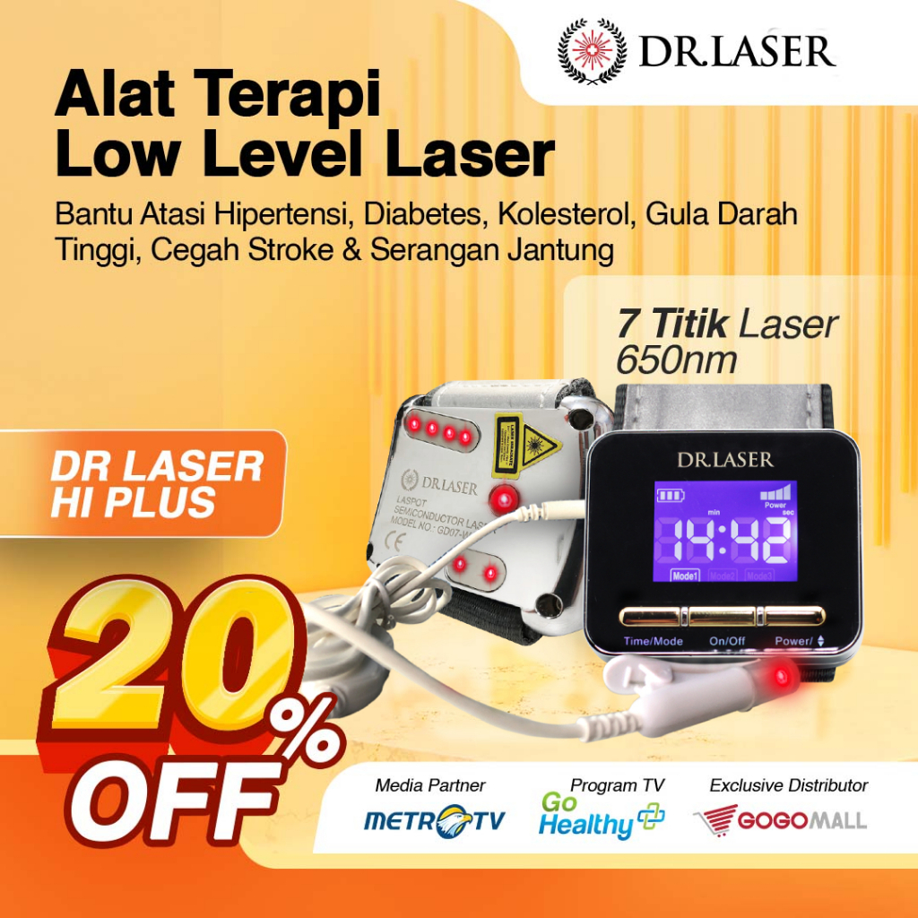 DR LASER HI PLUS OFFICIAL GOGOMALL - TERAPI MEMBANTU MENURUNKAN KOLESTEROL ASAM URAT & DARAH TINGGI