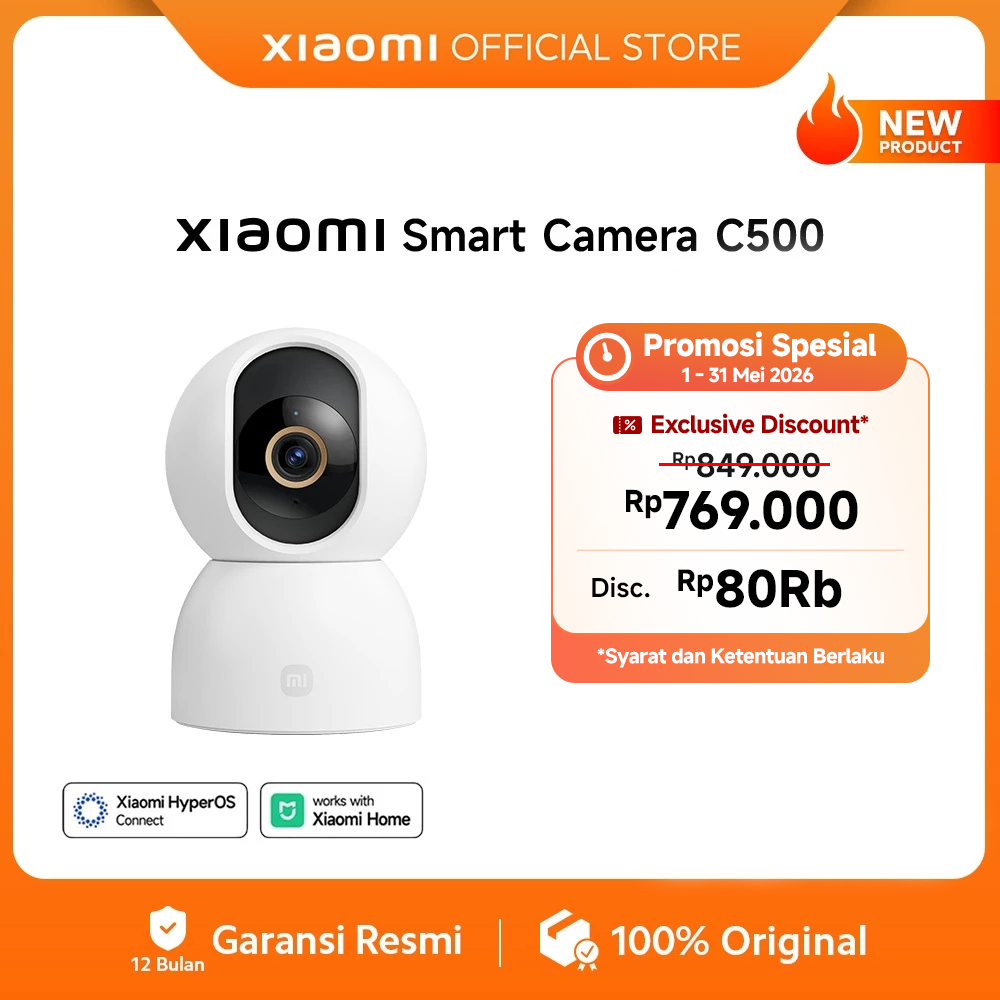 Xiaomi Smart Camera C500 | Kejernihan 3.5K dengan kamera 6MP | Warna jelas di Pencahayaan Rendah | C