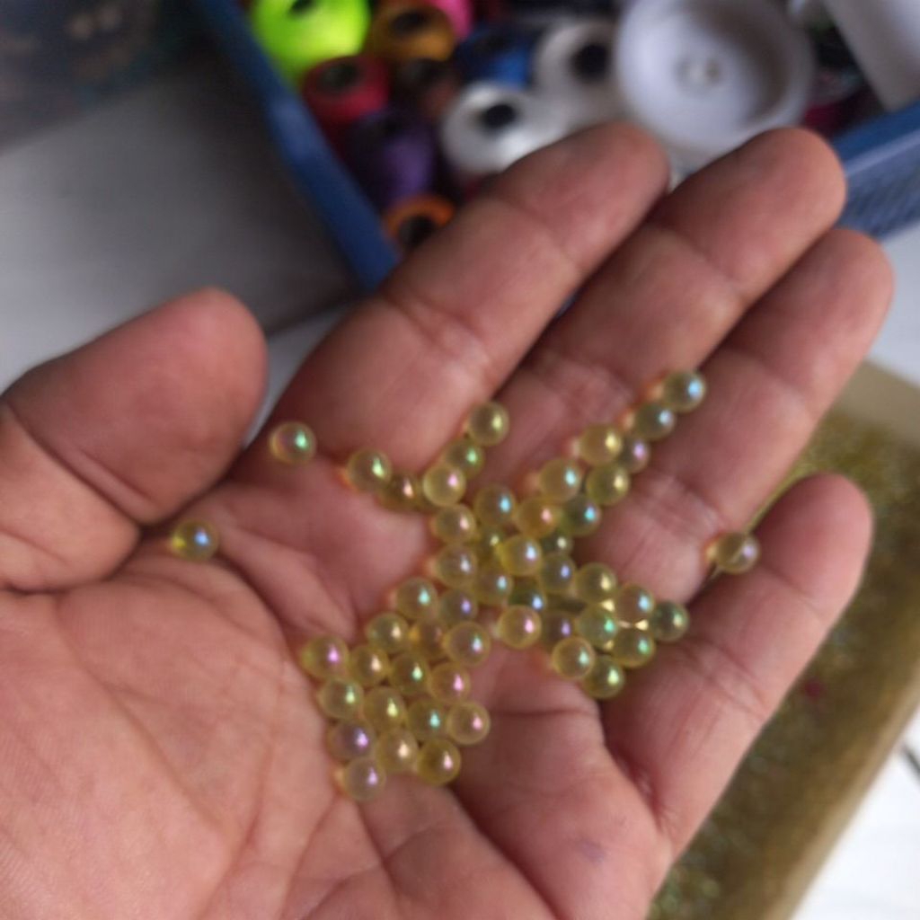 1 kodi/ 20 pcs batu akik kalimaya kuning bulat mini 5 mm