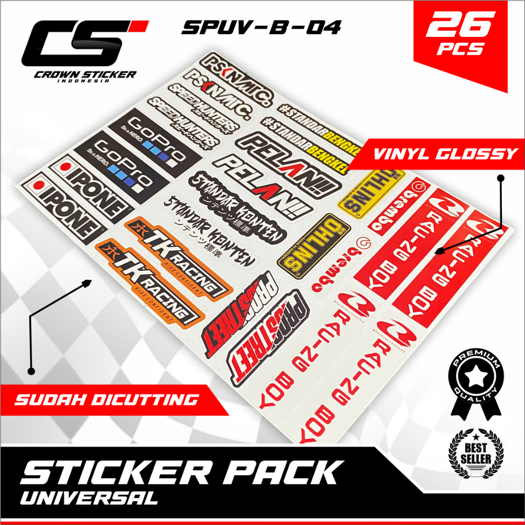 STICKER PACK MOTOR BALAP RACING VARIASI PRINT & CUT STICKER SUNMORI BAHAN HOLOGRAM VINYL-SPUV