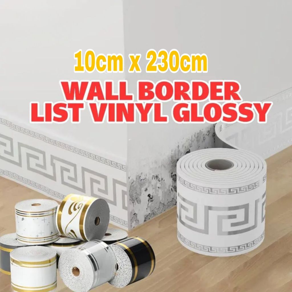 List Dinding Wallpaper PVC Premium [10cm x 2,3m] Wall Border Foam Sticker Tebal 2mm