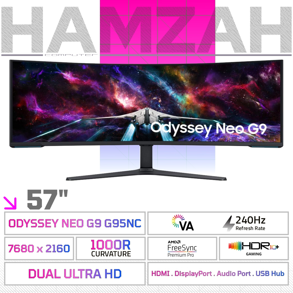 Samsung 57" Odyssey Neo G9 G95NC Dual Ultra HD Curved Gaming Monitor