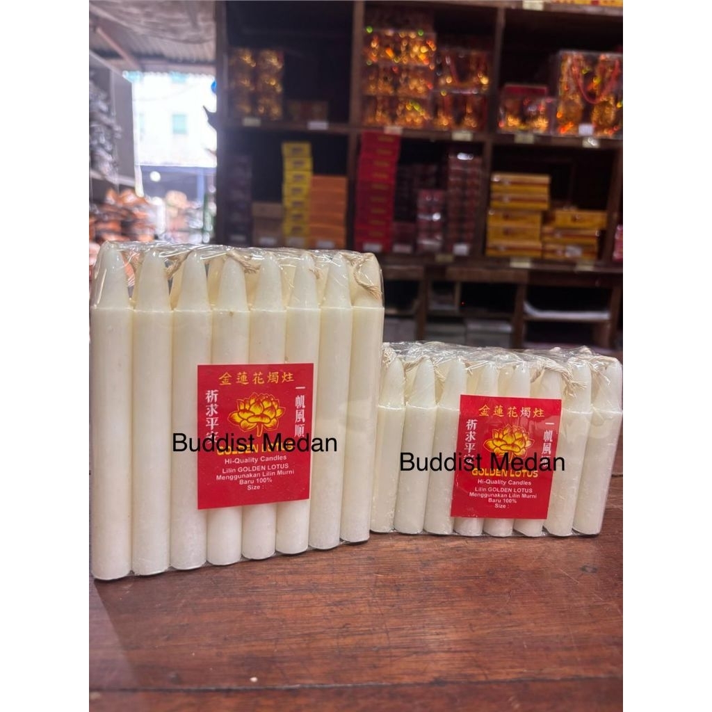 Lilin putih / Lilin altar / Lilin sembahyang / Lilin putih isi 24batang golden lotus