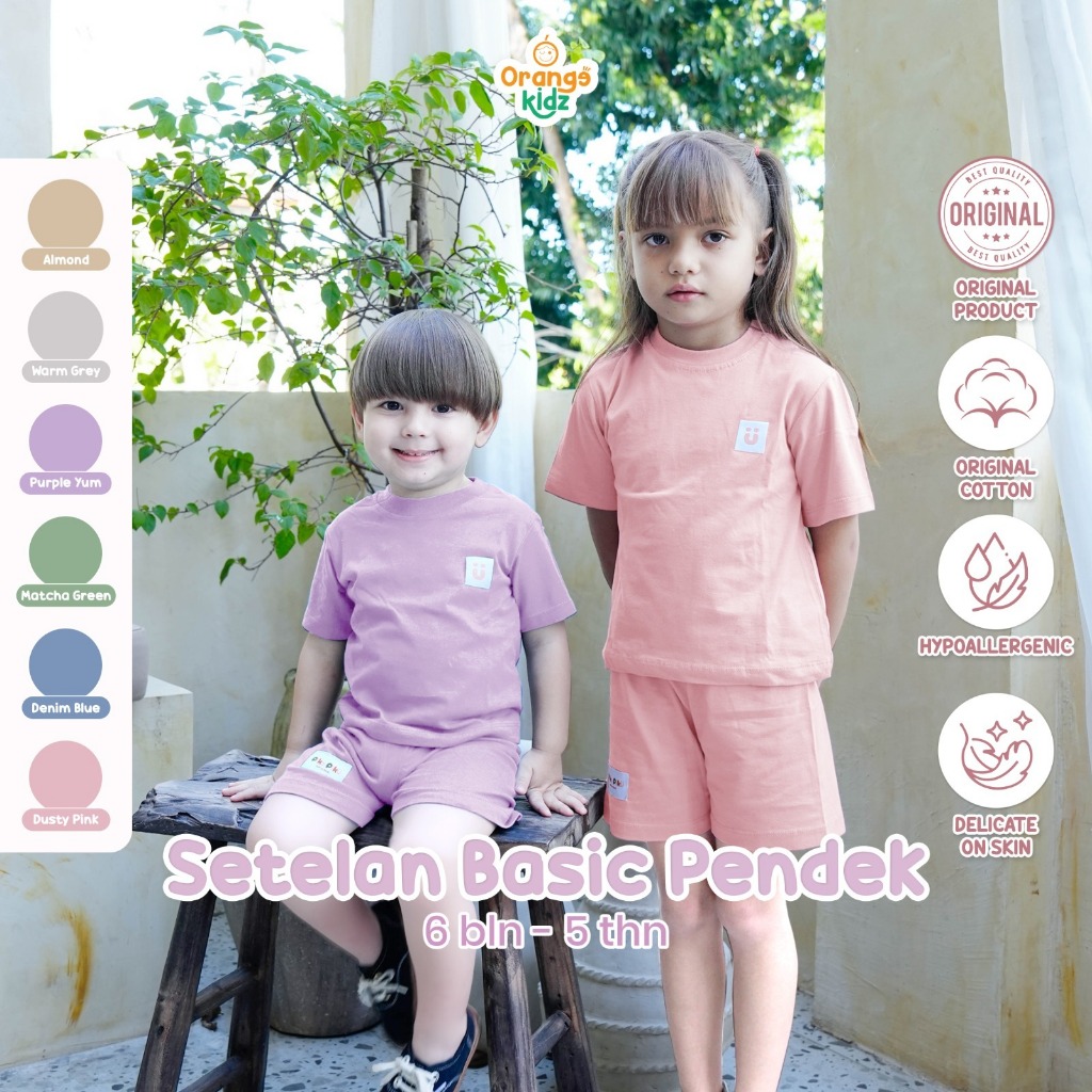 Oneset Anak Pendek Laki Laki / Perempuan Baju Celana / Setelan Kaos Polos Pendek Anak