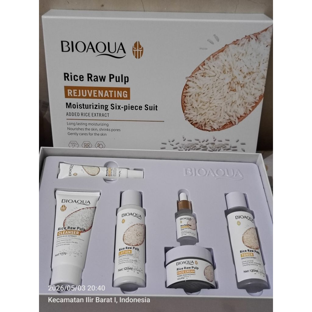 Skincare BIOAQUA Rice Raw Pulp 6in1 #skincare #skincareBIOAQUA #skincarePaket #perawatan kulit