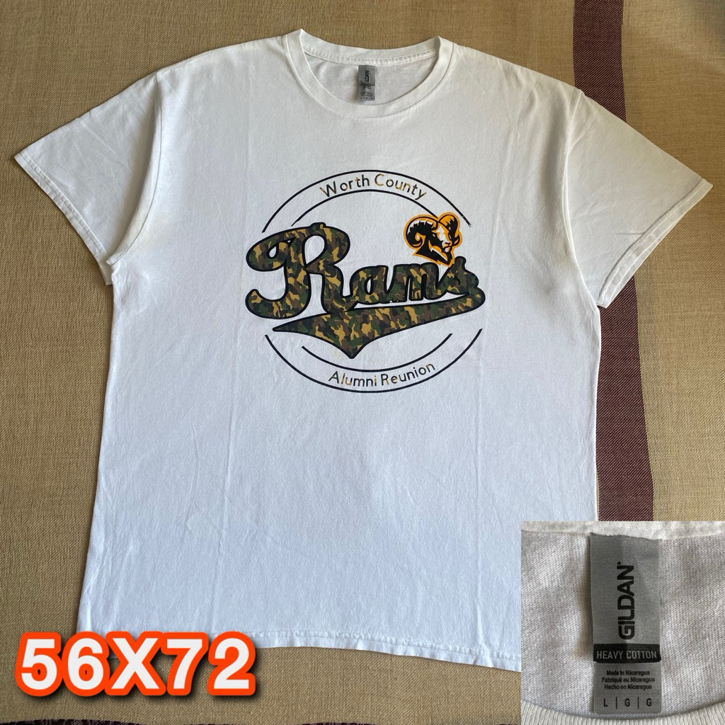 Kaos Gildan Heavy Cotton Worth County Rams Alumni Reunion - White Second original