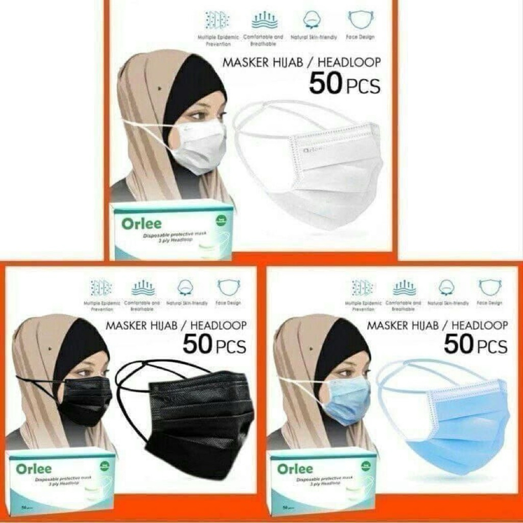 ORLEE MASKER HEADLOOP NON MEDIS ISI 50 / ORLEE MASKER HIJAB