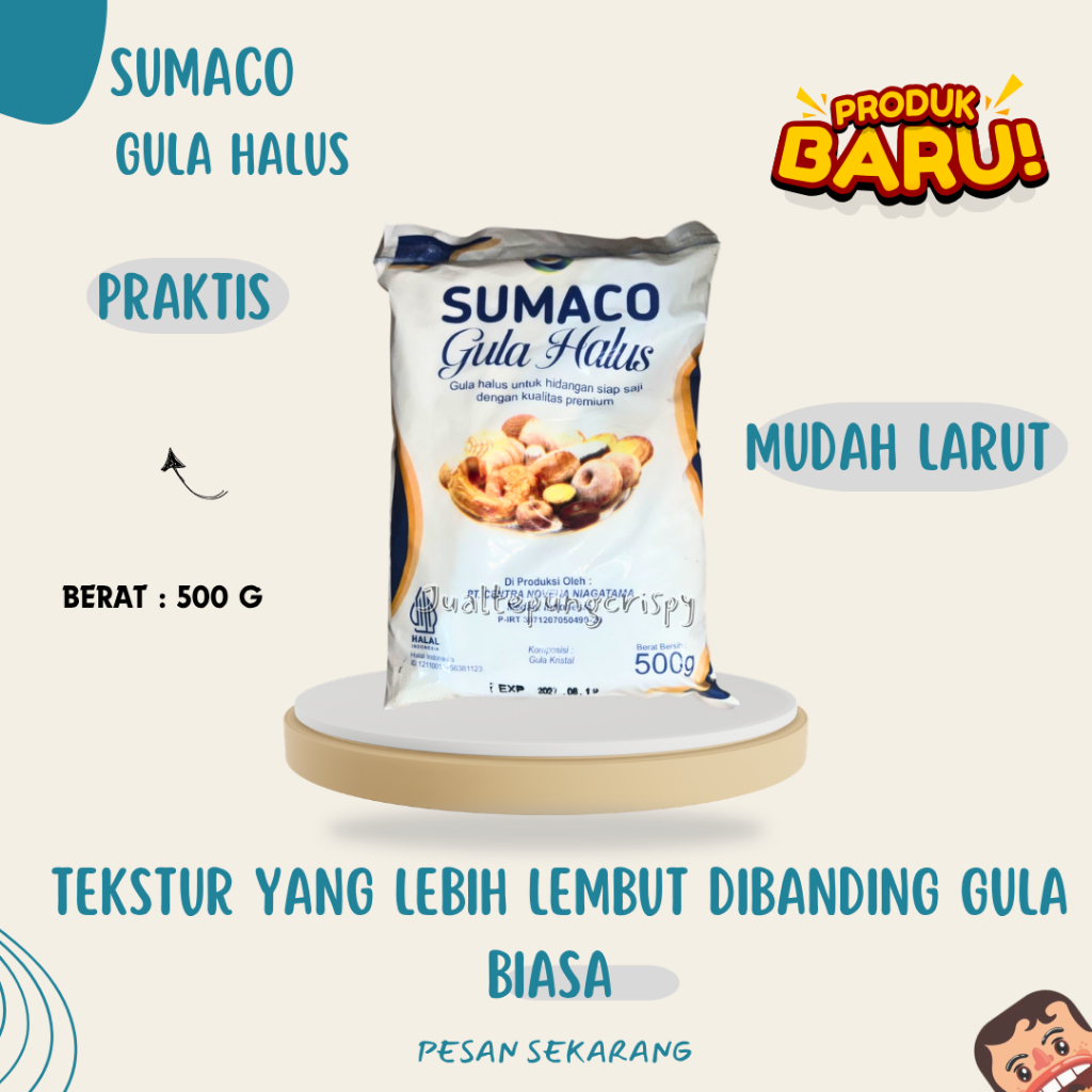 Gula Halus Sumaco Kemasan 500g Berkualitas Tinggi dan Manis Alami