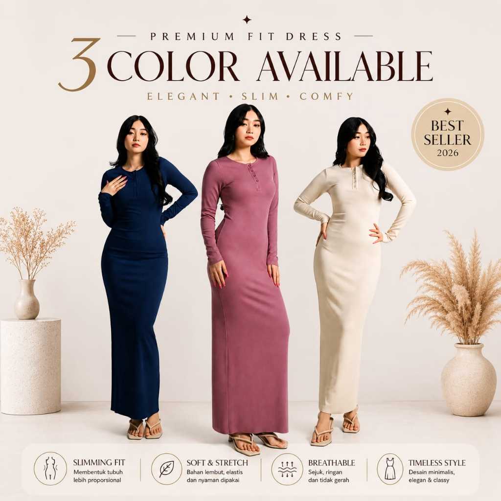 TERLARIS DRESS PREBODY KNIT RIB ARISHA DRESS KANCING KOREAN LOOK / DRESS BODYCON