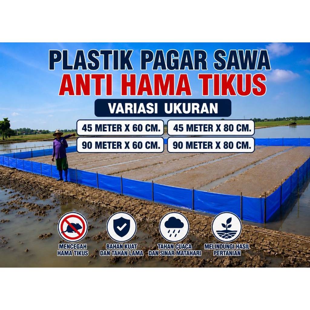 Pagar Sawah Anti Tikus Roll Fiber Biru Premium