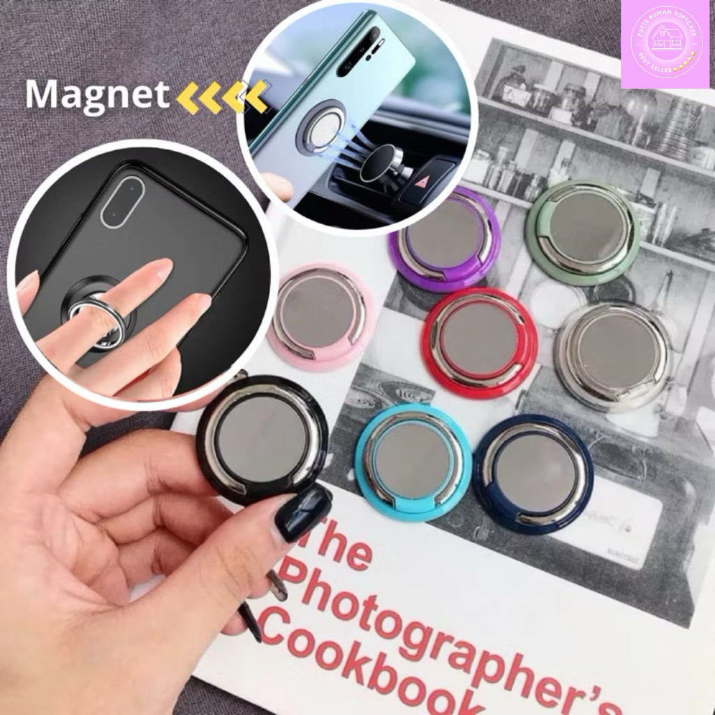 [ Magnetic ] Ring Holder HP Stand Bulat 360 Derajat Macaron - Ring Cincin Bulat Magnetic Phone Holde