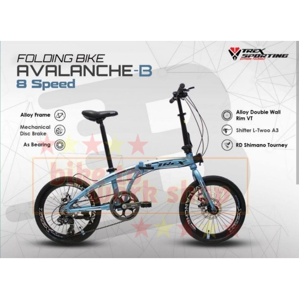 Trex avalanche sepeda lipat 20 inch frame alloy 8 speed