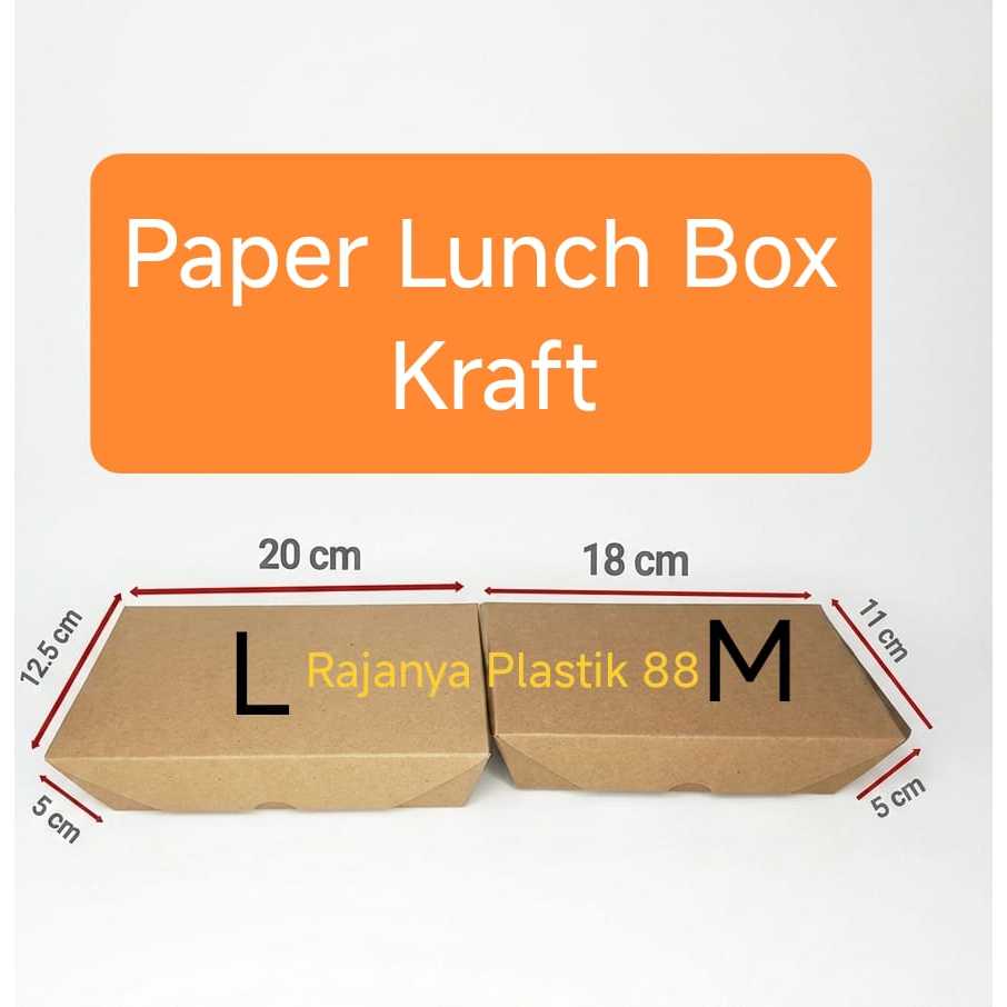 Paper Lunch Box Kraft M L, Lunch Box Paper Brown, Kotak Makan Takeaway Coklat Isi 50 pcs