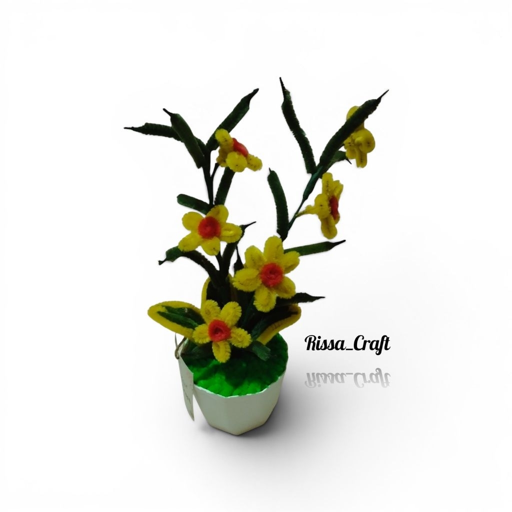 Mini Pot Bunga Kawat Bulu Model Bunga Lidah Mertua