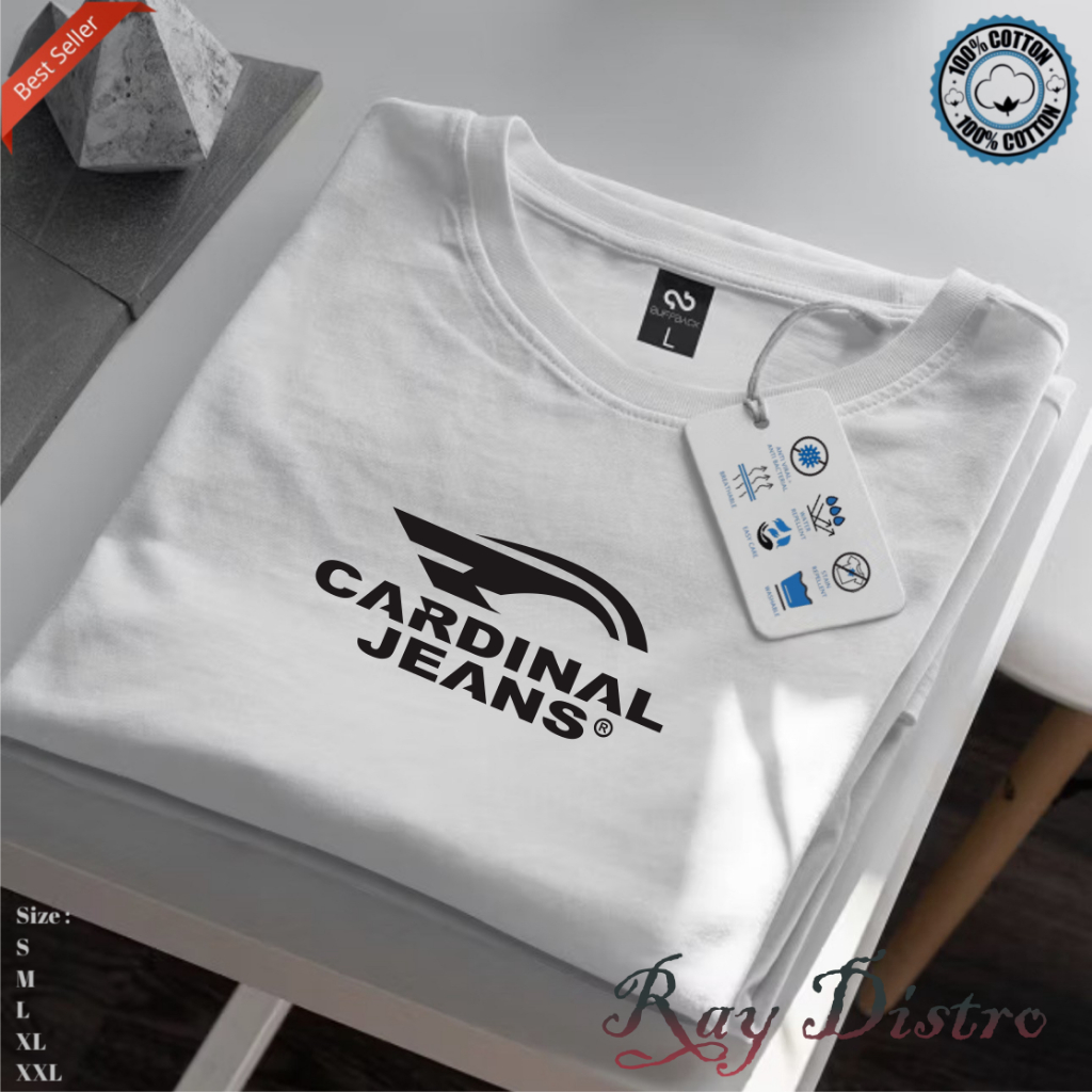 Promo Buy 1 Get Cod Kaos Cardinal Jeans Motif Black Unisex Atasan Casual T-shirt Bahan Katun Tebal M
