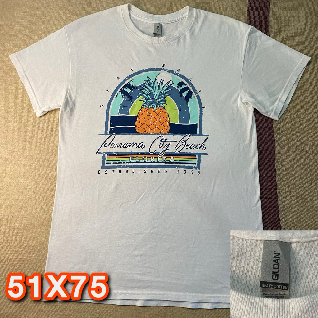 Kaos Panama City Beach Florida Vintage White - Gildan Heavy Cotton Second Original