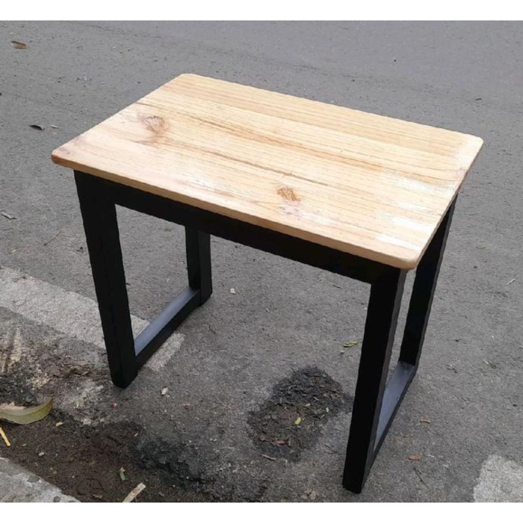 Meja Kaki Besi Hollow Daun Meja Kayu Jati Belanda